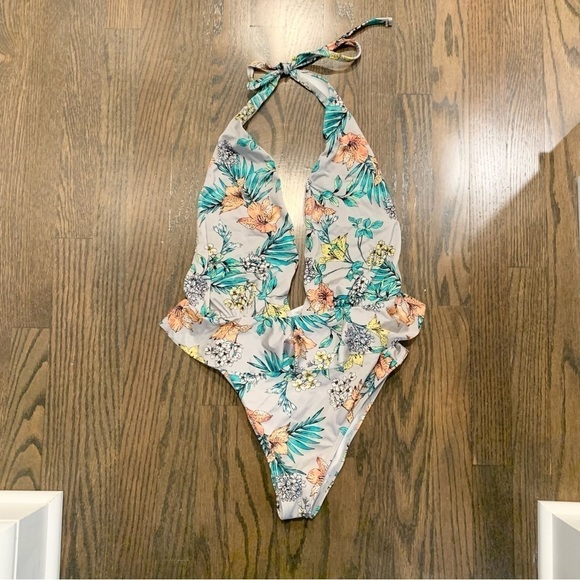 ASOS Other - ASOS Ruffle Peplum Plunge Tropical Floral Print one piece Swimsuit‎ US 8 sexy
